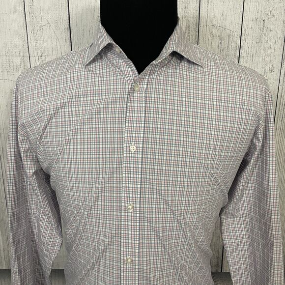 Hugo Boss Men's Size 16.5 Multicolor Check Modern Fit Button-Front Dress Shirt - Picture 1 of 8